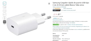 Samsung Cargador rápido de puerto USB tipo C de 25W por 9,99€