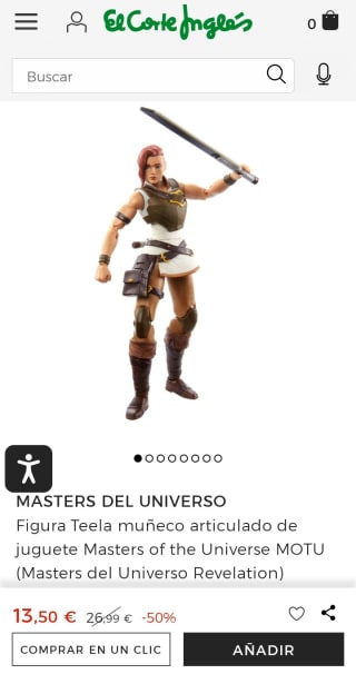 Figura Teela muñeco articulado de juguete Masters of the Universe MOTU por 13,50€.