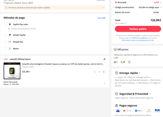 Reloj Amazfit inteligente Cheetah Square GPS de doble banda control del ritmo cardíaco control del Modo deportivo por 126,96€