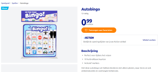 Spel autobingo voor €0,99 bij de Action