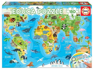 Educa - Mapamundi Animales, Puzzle 150 Piezas por 5,50€