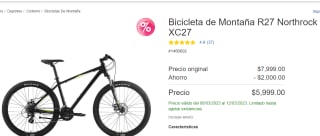 Bicicleta de Montaña R27 Northrock XC27 por $5500