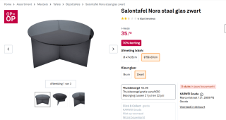 Salontafel Nora staal glas zwart voor €35,70 bij Karwei