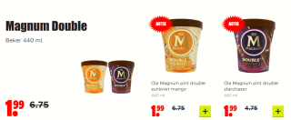 Magnum Double Beker 440 ml. voor €1,99 bij Dirk