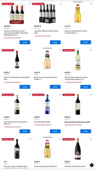 50% que Vuelve en estos Vinos desde Carrefour.