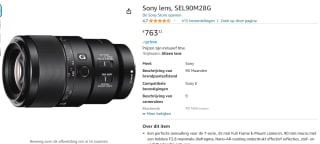 Sony FE 90 mm F2.8 Macro G OSS voor €763,32 bij Amazon