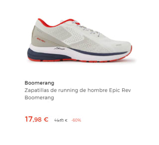 Zapatillas de running de hombre Boomerang Epic Rev por 17,98€