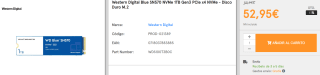 Disco Duro M.2 Western Digital Blue SN570 NVMe 1TB Gen3 PCIe x4 NVMe por 52.95€