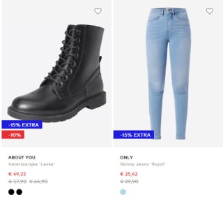 15% extra korting op seizoensdeals bij About You