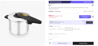 Bra Excellent Olla A Presión Rápida 7L, Apertura Tipo Tijera, Acero Inox 18/10, Fácil De Utilizar Y Segura, Apta Para Todo Tipos De Cocinas E Inducción por 44.07€