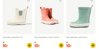 Alle regenlaarzen voor de kids voor €10 bij de HEMA