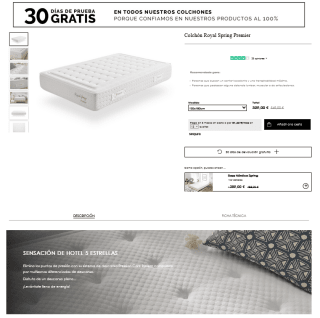Cupón 100€ Descuento colchón Royal Spring Premier en Mobelium