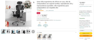 Silla Ergonómica de Oficina Sytas por $3,592 en Amazon