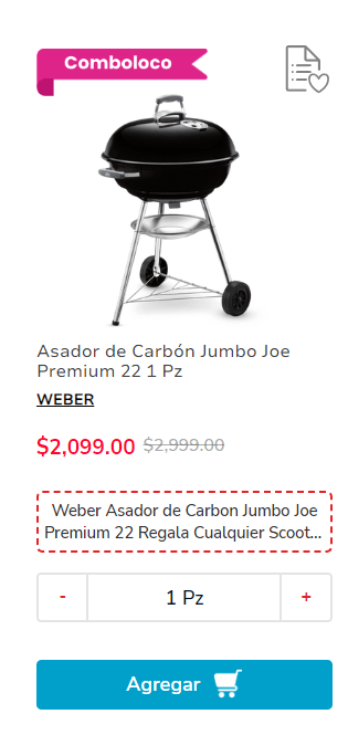 Asador Jumbo Joe Premium 22 + Scooter por $1,899 en HEB