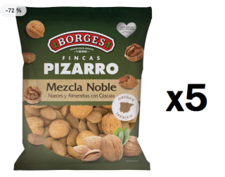 5 Bolsas de Borges Nueces y almendras con cáscara origen ibérico 500 grs por 9.95€