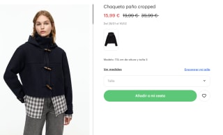 Chaqueta paño cropped para Mujer por 15.99€