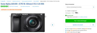 SONY Alpha A6400 + 16-50 mm f/3.5-5.6 OSS voor €789 bij Coolblue