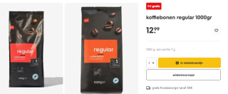 1+1 gratis op regular koffiebonen 1kg bij Hema