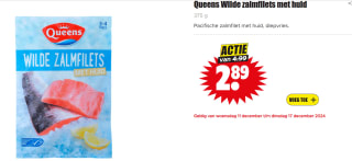 Wilde zalmfilets met huid  375 g Pacifische zalmfilet met huid voor €2,89 bij Dirk