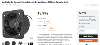 Extractor De Ventilación 2800rpm por 38,99€