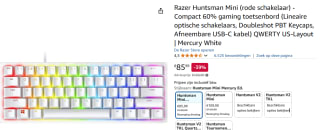 Razer Huntsman Mini Wit Linear Red Gaming toetsenbord voor €85,99 bij Amazon