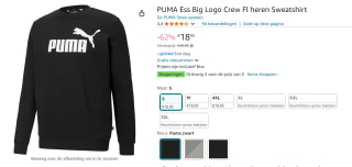 Trui PUMA Men Essentials Big Logo voor €18,95 bij Amazon