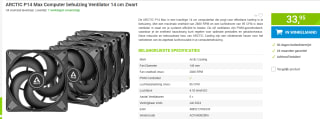 Arctic P14 Max - Ventilatorhuis 5-pack - 140mm - 95 cfm voor €33,95 bij Megekko