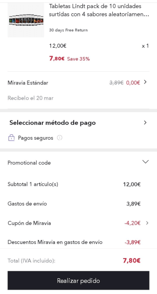 Pack de 10×100gr Tabletas de chocolate Lindt por 7,80€.