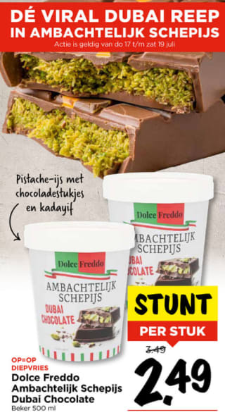 Dolce Freddo Ambachtelijk Schepijs Dubai Chocolate voor €2,49 bij Vomar