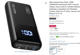INIU B63 Power Bank 100W 25,000mAh voor €27,96dmv code bij Amazon