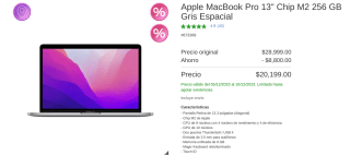 MacBook Pro 13" M2 256GB por $19,199 en Costco con Citibanamex