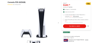 Consola PS5 (825GB) Versión Disco por 449,99€ + auriculares REGALO