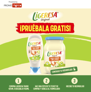 2.000 reembolsos de Ligeresa Tarro 425ml o Bocabajo 430ml hasta 2,75€