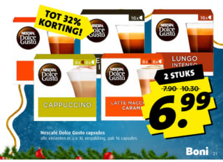 2 dozen Nescafe Dolce Gusto capsules voor €6,99 bij de Boni