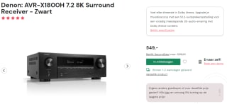 Denon AVR-X1800H 7.2 8K Surround Receiver voor €466,65 met code