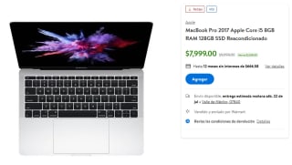 MacBook Pro 2017 i5 8GB 128GB SSD Reacondicionado por $7,999 en Walmart