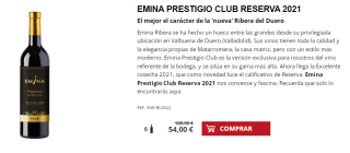6 Botellas de Emina Prestigio Club Reserva 2021 por 44€