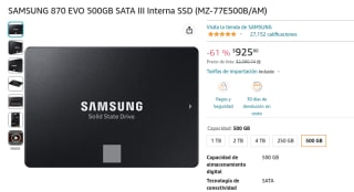 SSD Samsung 870 EVO 500GB a $770 en Amazon