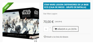 Juego de Mesa Star Wars - Atomic Mass Games Star Wars Legion - Defensores de la Base Eco por 70€