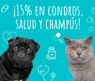 15% descuento en productos de salud e higiene mascotas