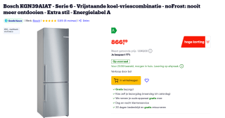Bosch KGN39AIAT - Serie 6 - Vrijstaande koel-vriescombinatie voor €866,89 bij Bol