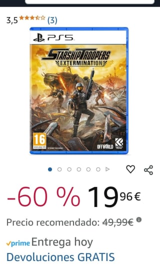 Starship Troopers Extermination PS5 por 19,90€.