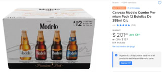 Cerveza Modelo Combo Premium Pack 12 por $201 en Mercado Libre