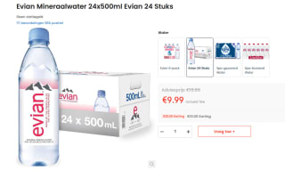 Evian Mineraalwater 24x 50cl zonder statiegeld voor €9,99 bij Ochama