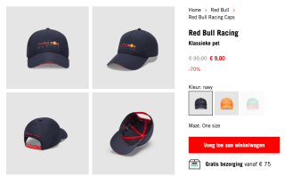 Tot 70% korting op veel F1 Merchandise ( oa RedBull )