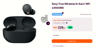 Sony WF-1000XM5 - Volledig draadloze oordopjes met Noise Cancelling voor €229 bij Ibood