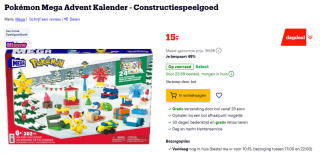 Mega Pokemon adventskalender voor €15 bij Bol