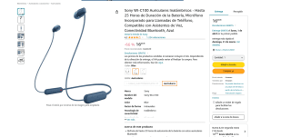 Sony WI-C100 Auriculares Inalámbricos por solo 16,85€