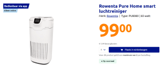Rowenta Pure Home smart luchtreiniger PU8080 voor €99 bij Action