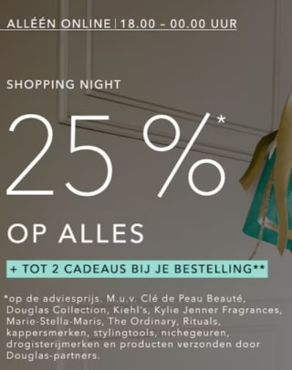 25% korting op bijna alles tijdens Shopping Night bij Douglas